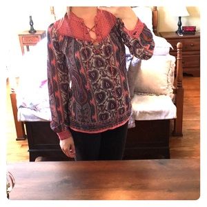 AMERICAN RAG Paisley Long Sleeve Blouse S